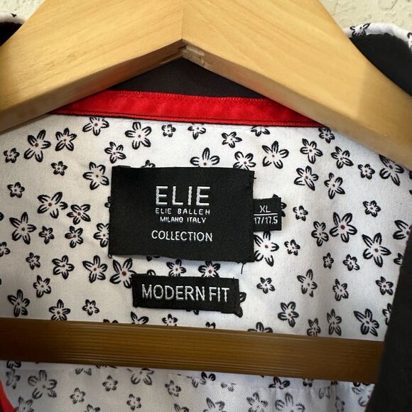 ELIE BALLEH Collection Daisy Print Long Sleeve Button-Up Shirt White/Black - Picture 6 of 8